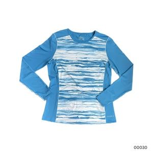 Eddie Bauer Motion Tidal UPF Long Sleeve Shirt (Women's) (L) (Blue/White)